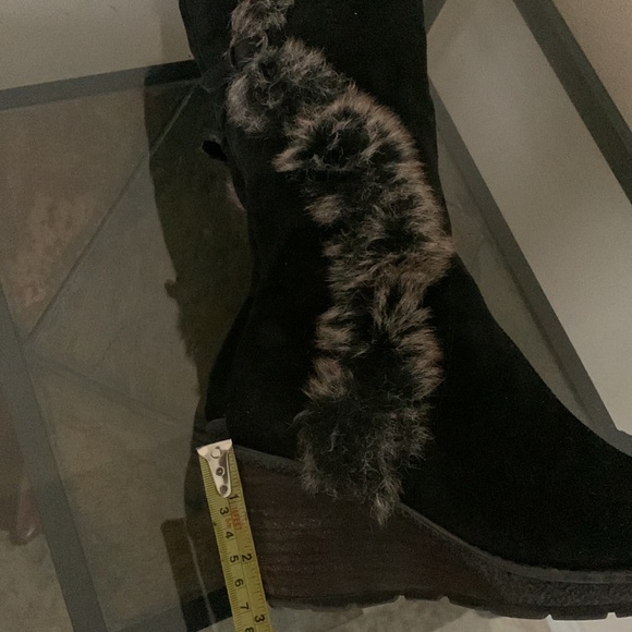 AQUATALIA by Marvin K/ ITALIAN Tall Fur Lined Suede Platform Wedge Boots - Picture 8 of 13